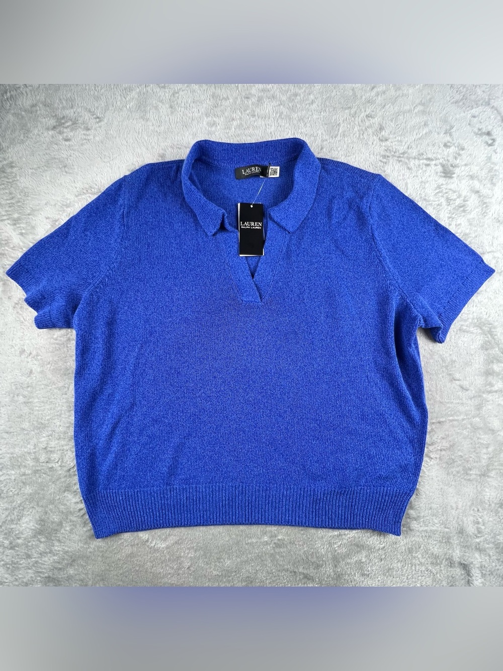 Lauren Ralph Lauren Short Sleeve Polo Sweater Women’s XXL Cobalt Blue NWT $145